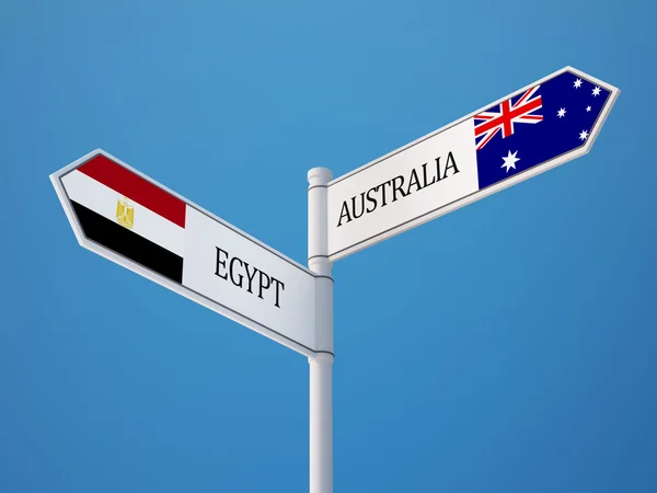 Australie Egypte Signer Drapeaux Concept — Photo