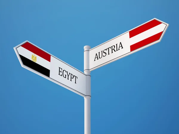 Áustria Egito sinal bandeiras Conceito — Fotografia de Stock