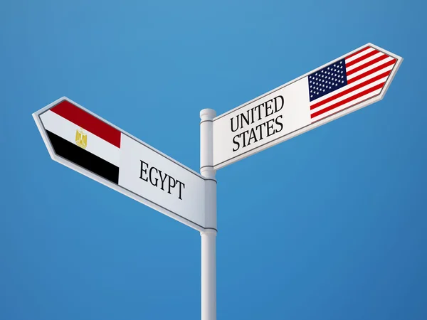 Estados Unidos Egipto Sign Flags Concept —  Fotos de Stock