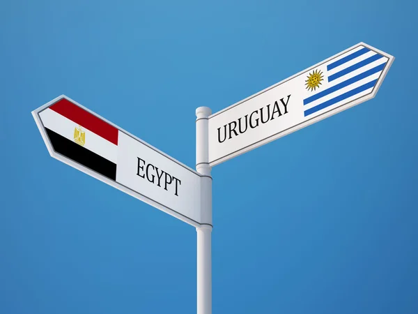 Conceito de Bandeiras de Sinais do Uruguai Egito — Fotografia de Stock