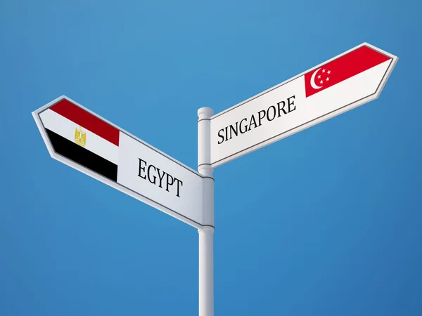 Singapore Egypt  Sign Flags Concept — Stock Photo, Image