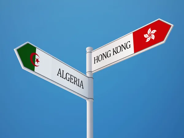 Cezayir Hong Kong Sign kavramı bayraklar — Stok fotoğraf
