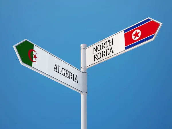 Argelia Corea del Norte Sign Flags Concept —  Fotos de Stock