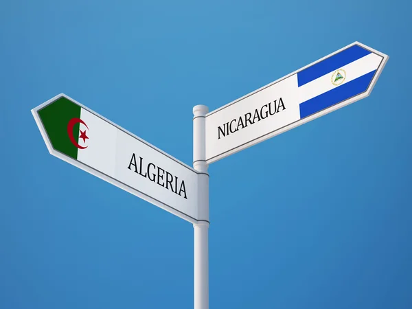 Algeria nicaragua sign flags konzept — Stockfoto