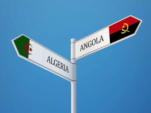 Angola Argelia Signo Banderas Concepto — Foto de Stock