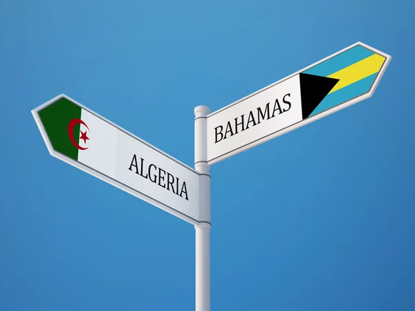 Bahamas Algeria Sign Flags Concept — Stock Photo, Image