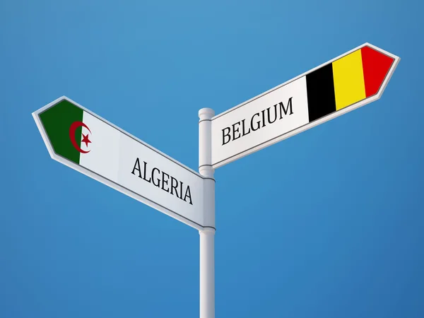 Belgien Algeriet tecken flaggor koncept — Stockfoto