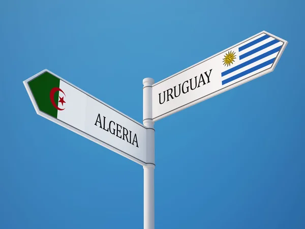 Uruguay Algerije teken vlaggen Concept — Stockfoto