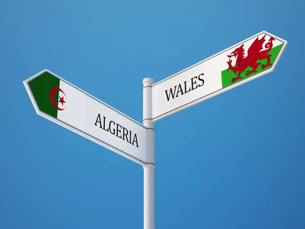 País de Gales Argelia Sign Flags Concept —  Fotos de Stock