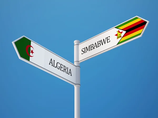 Zimbabwe Algérie Signer Drapeaux Concept — Photo