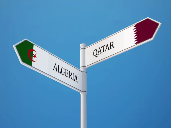 卡塔尔阿尔及利亚标志标志概念 — 图库照片