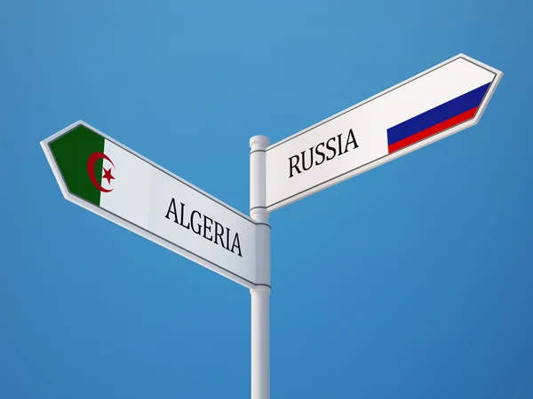 Ryssland Algeriet tecken flaggor koncept — Stockfoto