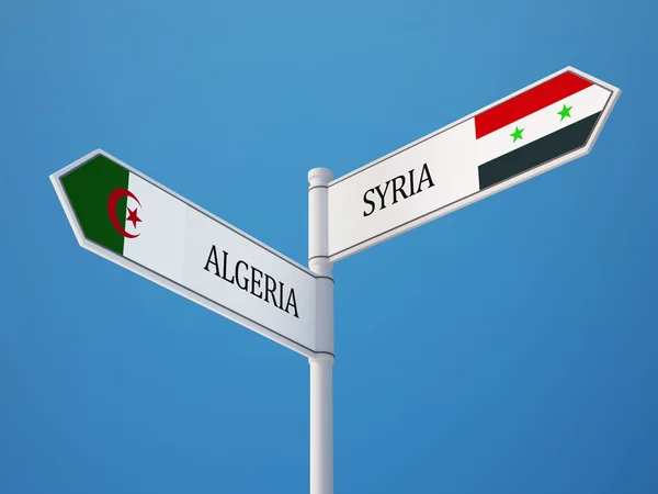 Syrien Algeriet tecken flaggor koncept — Stockfoto