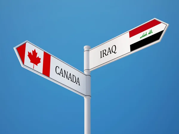 Canada Irak Semnează Conceptul Steaguri — Fotografie, imagine de stoc