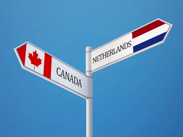 Kanada Nizozemsko znamení příznaky koncept — Stock fotografie