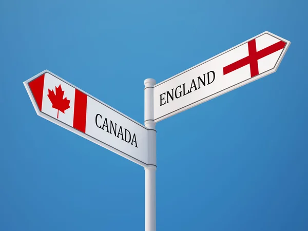 Inglaterra Canadá Sign Flags Concept —  Fotos de Stock