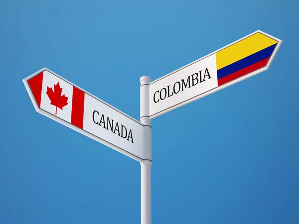 Colombia Canadá Firma concepto de banderas — Foto de Stock