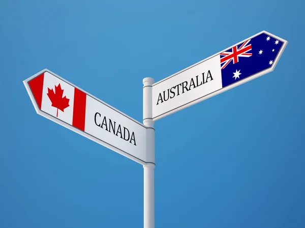 Australia Canada  Sign Flags Concept — Stock Photo, Image