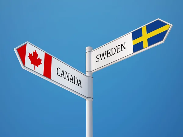 Sverige Kanada tecken flaggor koncept — Stockfoto