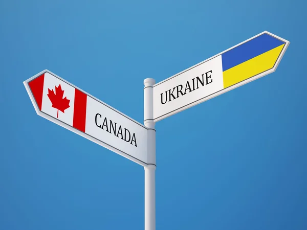 Ukraine Le Canada signe le concept des drapeaux — Photo