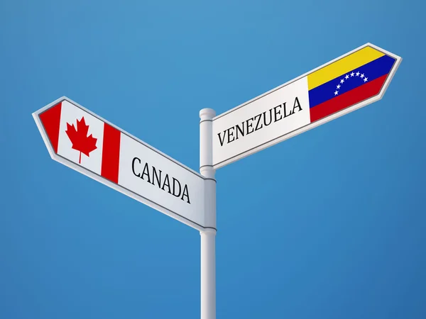 Venezuela Canada Firma Bandiere Concetto — Foto Stock