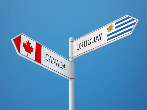 Uruguay Canadá Firma el concepto de banderas —  Fotos de Stock