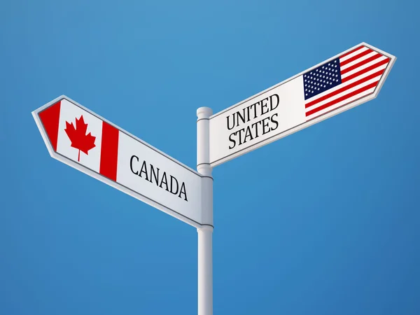 Stati Uniti Canada Sign Flags Concept — Foto Stock