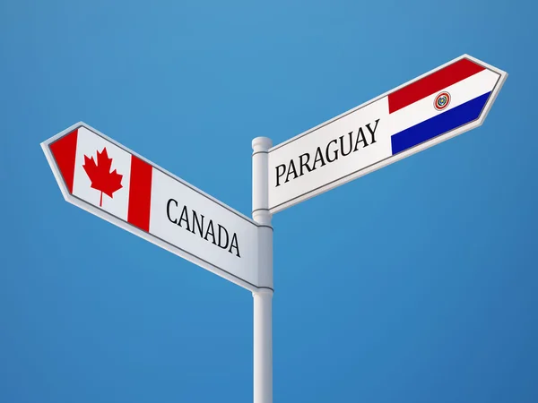 Paraguay Canada Signer Drapeaux Concept — Photo