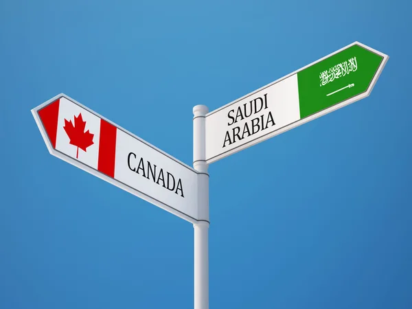 Saudiarabien Kanada tecken flaggor koncept — Stockfoto