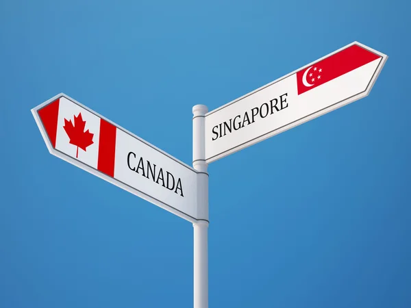 Conceito de Bandeiras de Assinatura de Singapura Canadá — Fotografia de Stock