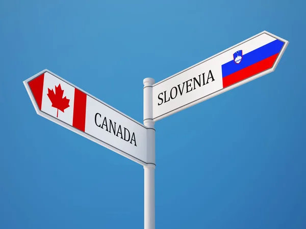 Slovenien Kanada tecken flaggor koncept — Stockfoto