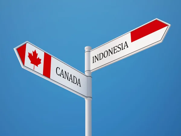Indonésie Kanada znamení příznaky koncept — Stock fotografie