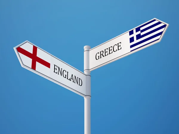 England Greece  Sign Flags Concept — Stock Photo, Image