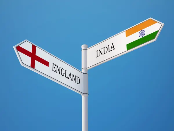 Engeland India teken vlaggen Concept — Stockfoto