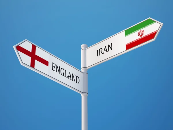 England Iran  Sign Flags Concept — Stock Photo, Image