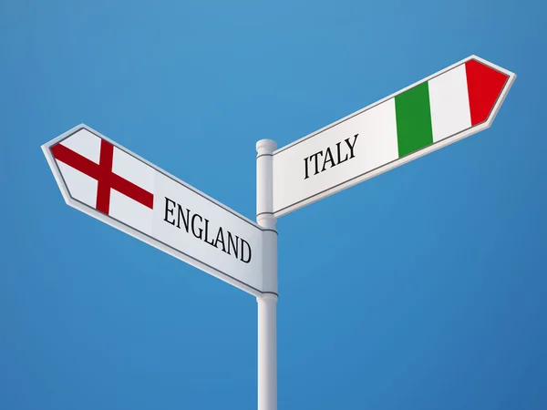 Англия Италия подписала концепцию флагов — стоковое фото