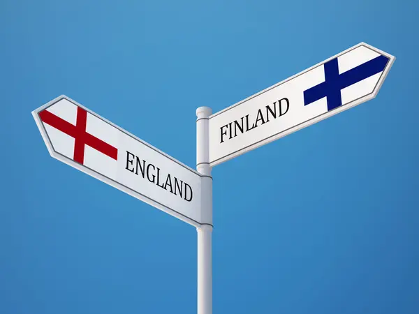 Finsko Anglie znamení příznaky koncept — Stock fotografie