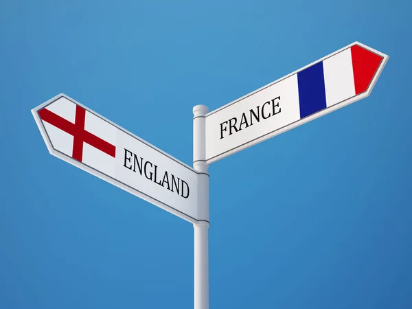 França Inglaterra Signo Bandeiras Conceito — Fotografia de Stock