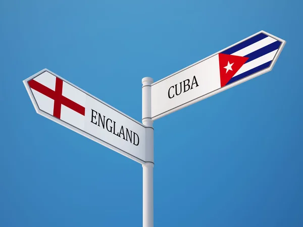 Cuba Angleterre Signer Drapeaux Concept — Photo