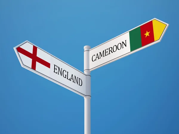 Cameroun Angleterre Signer Drapeaux Concept — Photo