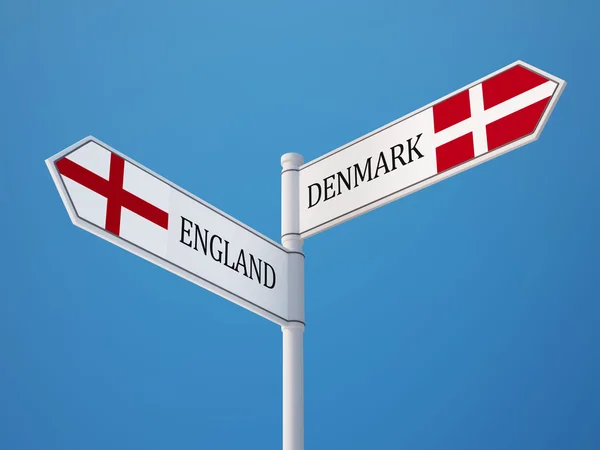 Dinamarca Inglaterra Sign Flags Concept — Foto de Stock