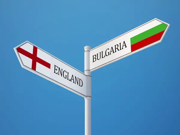 Bulgaria England  Sign Flags Concept — Stock Photo, Image