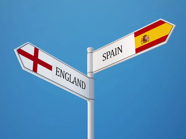 Испания Англия подписала концепцию флагов — стоковое фото