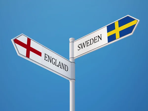 Sverige England tecken flaggor koncept — Stockfoto