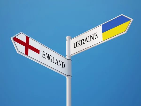 Ukraine Angleterre Signer Drapeaux Concept — Photo