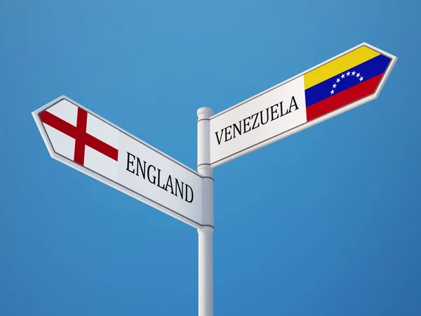 Venezuela England  Sign Flags Concept — Stock Photo, Image