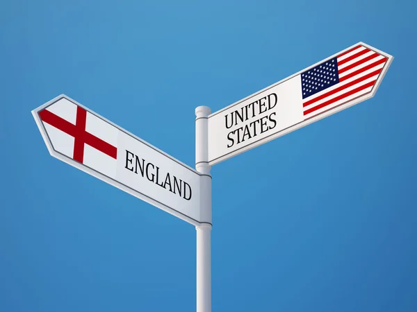 Estados Unidos Inglaterra Sinalização Bandeiras Conceito — Fotografia de Stock