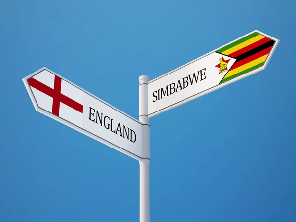 Simbabwe England  Sign Flags Concept — Stock Photo, Image