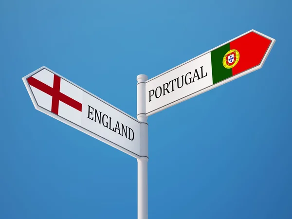 Португалия Англия подписала концепцию флагов — стоковое фото