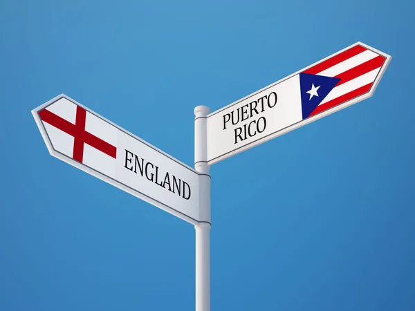 Puerto Rico Engeland teken vlaggen Concept — Stockfoto